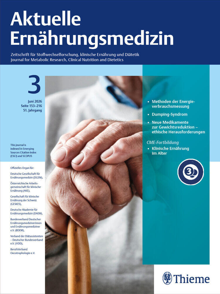 Titelbild der Zeitschrift "Aktuelle Ernährungsmedizin"