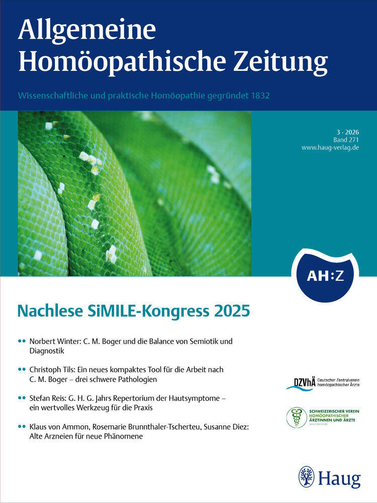Titelbild der Zeitschrift "AHZ – Allgemeine Homöopathische Zeitung"