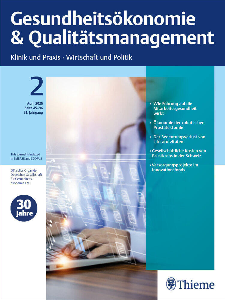 Titelbild der Zeitschrift "Gesundheitsökonomie & Qualitätsmanagement"