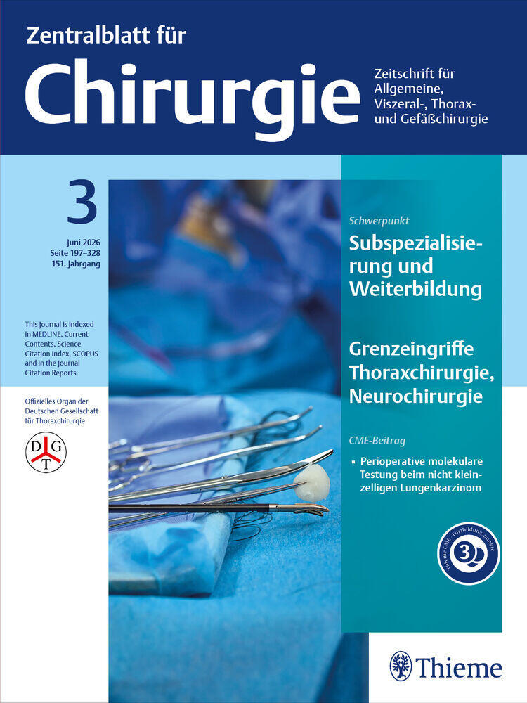 Titelbild der Zeitschrift "Zentralblatt für Chirurgie"
