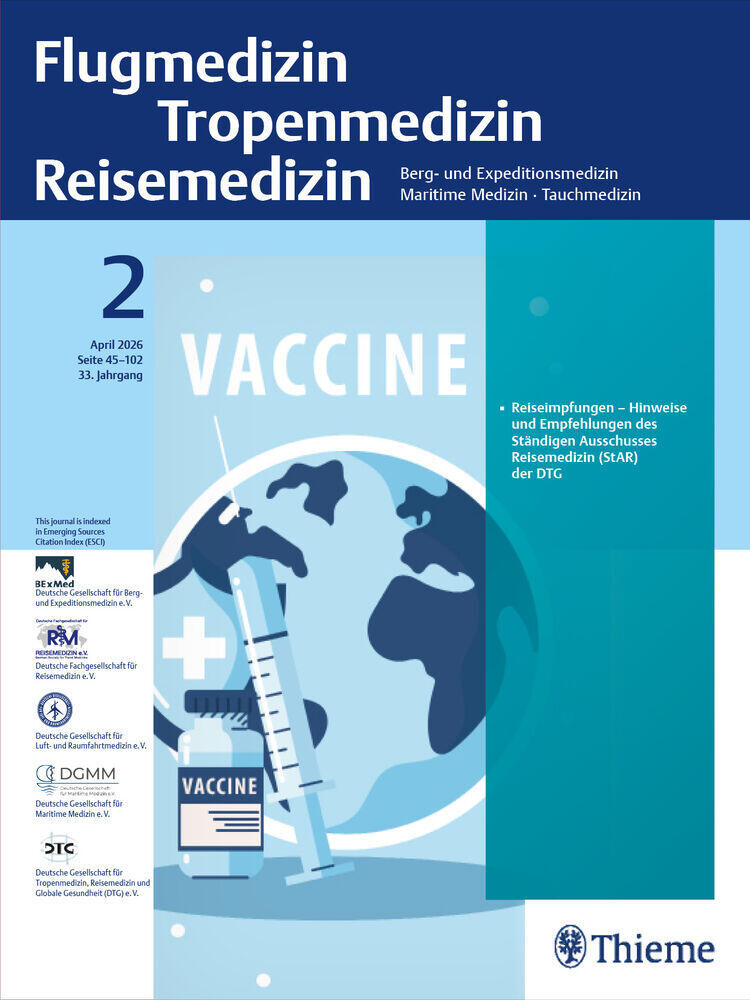 Titelbild der Zeitschrift "Flugmedizin Tropenmedizin Reisemedizin"