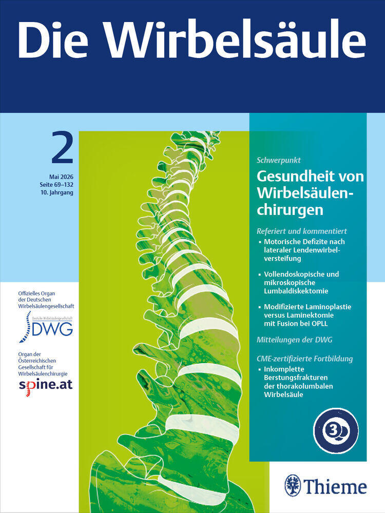 Journal cover of "Die Wirbelsäule"