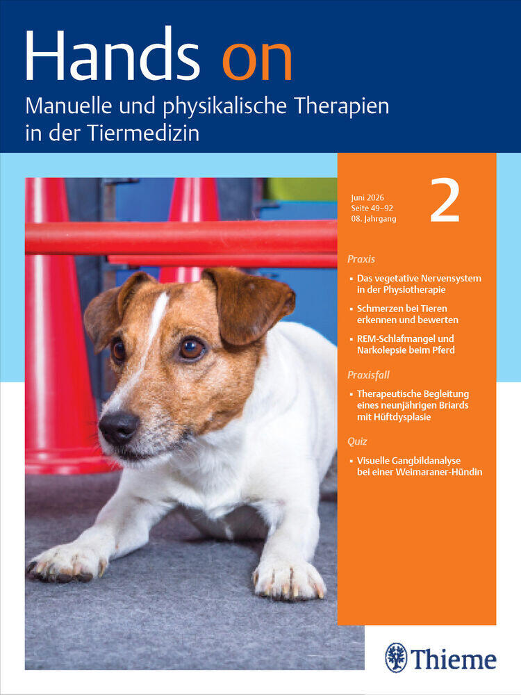 Journal cover of "Hands on - Manuelle und physikalische Therapien in der Tiermedizin"